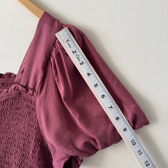 Torrid Women Top Puff Sleeve Sz 3 Pink Mauve Shirred Casual Summer Cottagecore - Picture 7 of 9